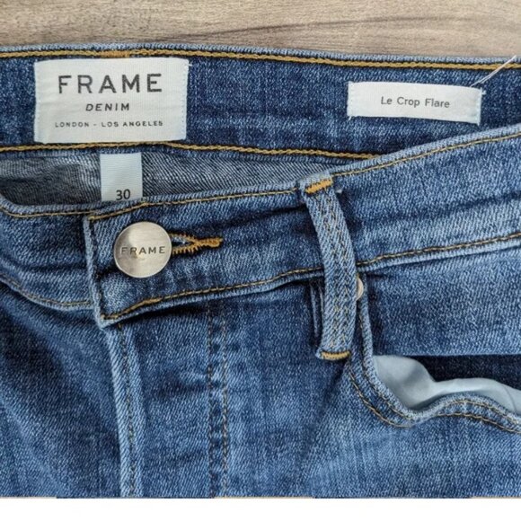 Frame Denim Le Crop Flare Blue Jeans Size 30 Button Fly Sunrise Park - 30 - Picture 9 of 13